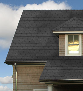 Sample of True Black Galcar Dry, Simulated Roof